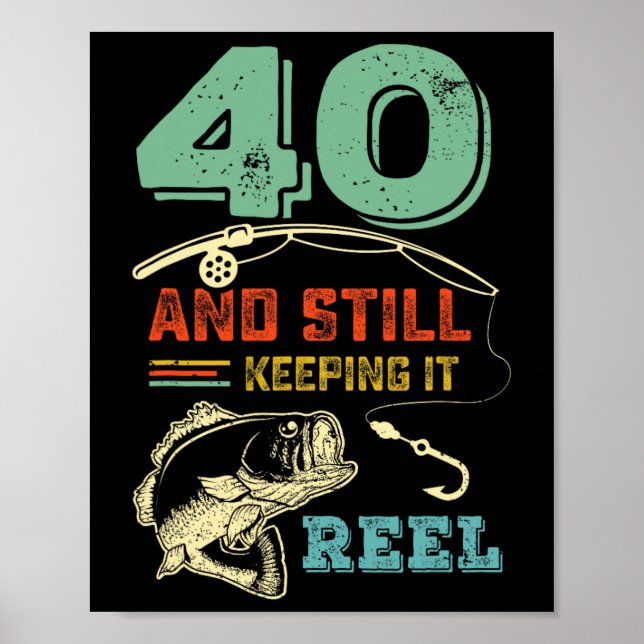 40-årsdag Fiske Blir 40 Fiskare Mäns Pu Poster (Framsidan)