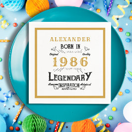 40-årsdag Född 1986 Vit Guld Legend Pappersservett