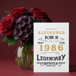 40-årsdag Född 1986 Vitt Guld Retro Vintage Inbjudningar