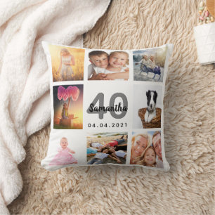 40-årsdag för fotokollage vit kvinna kudde