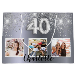 40-årsdag för fotopapperet silver glitter monogram