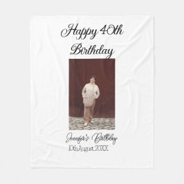 40-årsdag för Lycklig-foto, modernt, enkelt minimu Fleecefilt