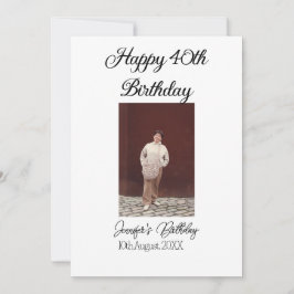 40-årsdag för Lycklig-foto, modernt, enkelt minimu Inbjudningar