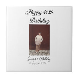 40-årsdag för Lycklig-foto, modernt, enkelt minimu Kakelplatta