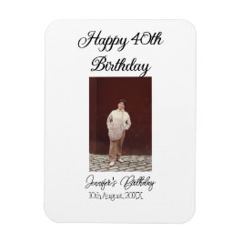 40-årsdag för Lycklig-foto, modernt, enkelt minimu Magnet