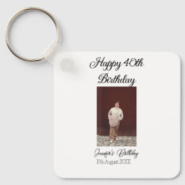 40-årsdag för Lycklig-foto, modernt, enkelt minimu Nyckelring