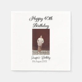 40-årsdag för Lycklig-foto, modernt, enkelt minimu Pappersservett
