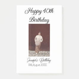 40-årsdag för Lycklig-foto, modernt, enkelt minimu Post-it Block