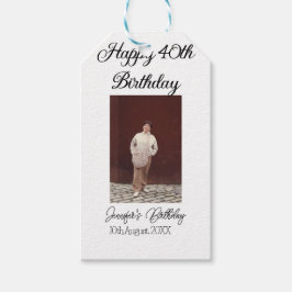 40-årsdag för Lycklig-foto, modernt, enkelt minimu Presentetikett