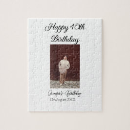 40-årsdag för Lycklig-foto, modernt, enkelt minimu Pussel