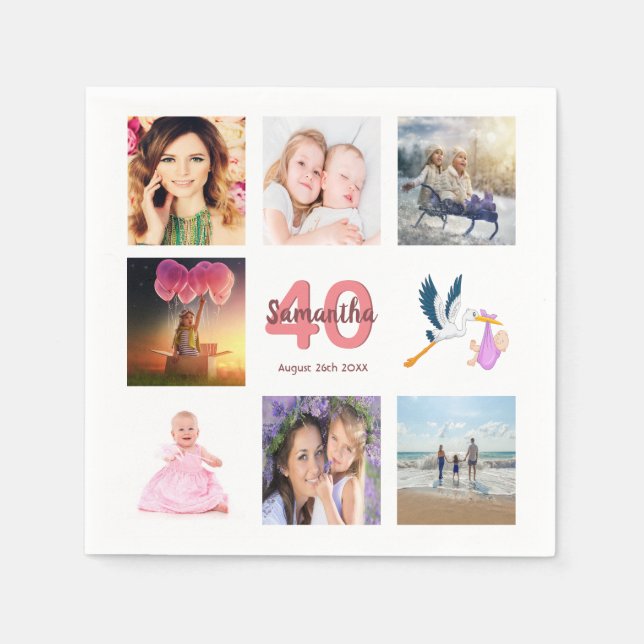 40-årsdag fotokollage för party pappersservett (Framsidan)