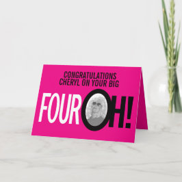 40-årsdag FYRA OH! rosa av foto Kort
