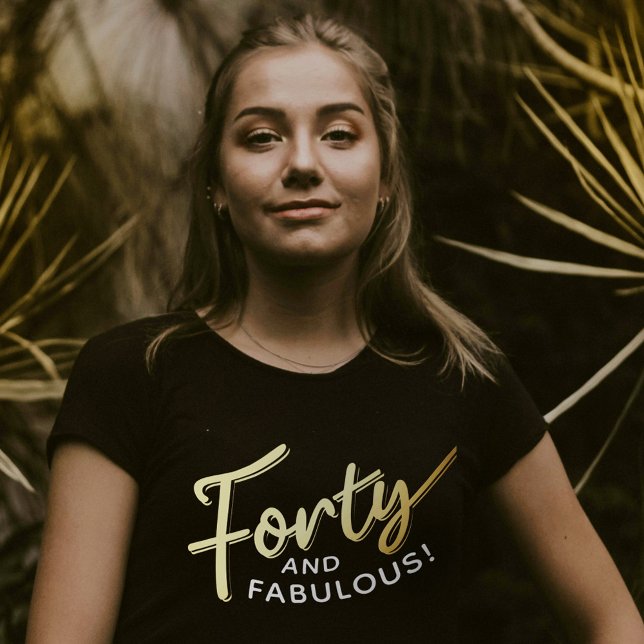 40-årsdag, fyrtio och fantastiskt guld-skript t shirt (Skapare uppladdad)