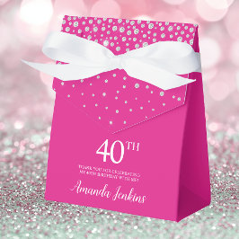 40-årsdag Hot Pink Glittrande Tack Presentaskar