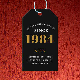 40-årsdag Namn 1984 Svart Guld Elegant Chic Presentetikett