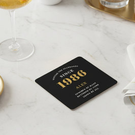 40-årsdag Namn 1986 Svart Guld Anpassad Underlägg Papper Kvadrat