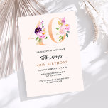 40-årsdag, persikonummer blommigt nummer guld lyxu inbjudningar<br><div class="desc">En modern,  snyggt och glamorös inbjudan till en 40-årsdag party. En persiko-färgadens bakgrund. Orderat med formnummer i faux guld och rosa. Namn är skrivet med ett modernt handskript i stil. Anpassa och lägg till information om party.</div>