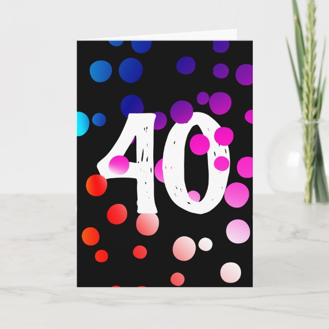 40-årsdag Regnbågsprickar på svart Kort (Framsida)
