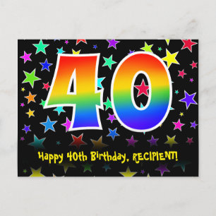 40-årsdag: Roliga stjärnor Mönster, Regnbåge 40, N Vykort