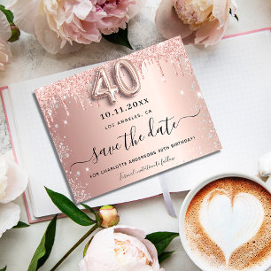 40-årsdag ros glitter budget spara datumet flygblad