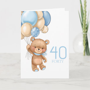 40-årsdag sött blått ballonger, lekddykort kort