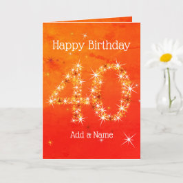 40-årsdag - Stjärnnummer Röd Orange Glöd Ålder 40 Kort