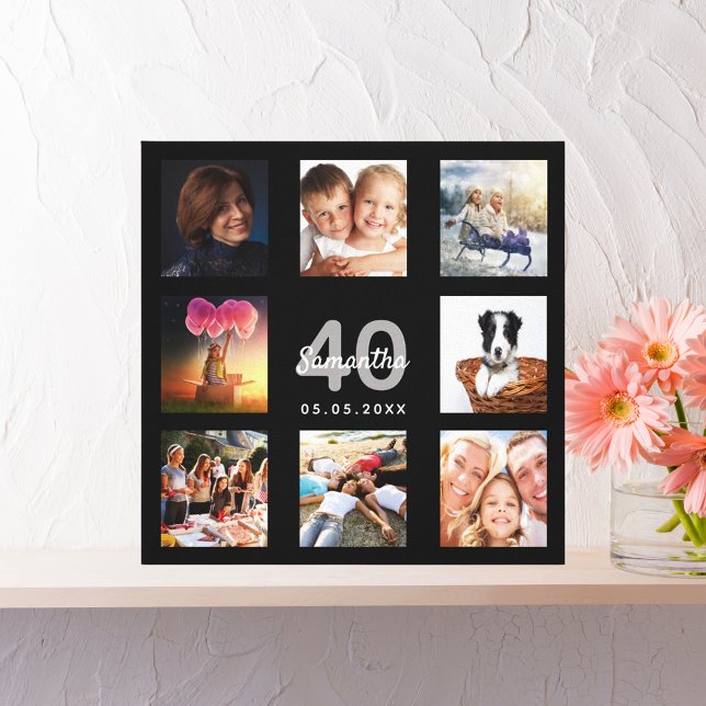 40-årsdag svart fotokollage av namn canvastryck (Skapare uppladdad)