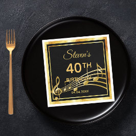 40-årsdag svart musik från guld namn pappersservett
