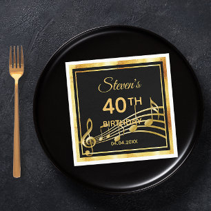 40-årsdag svart musik från guld namn pappersservett