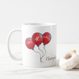 40-årsdagars röd ballongpresent kaffemugg