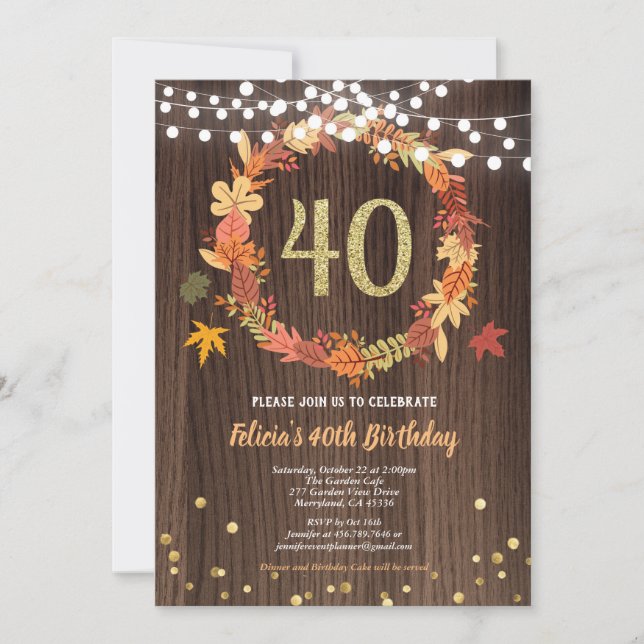 40-årsdagen av inbjudan att bjuda in Thanksgiving  (Framsida)