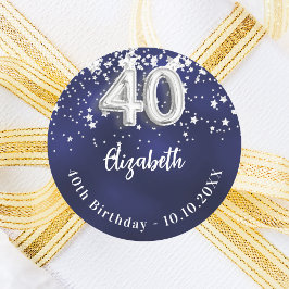 40-årsdagen av marinblå silver-stjärnor runt klistermärke