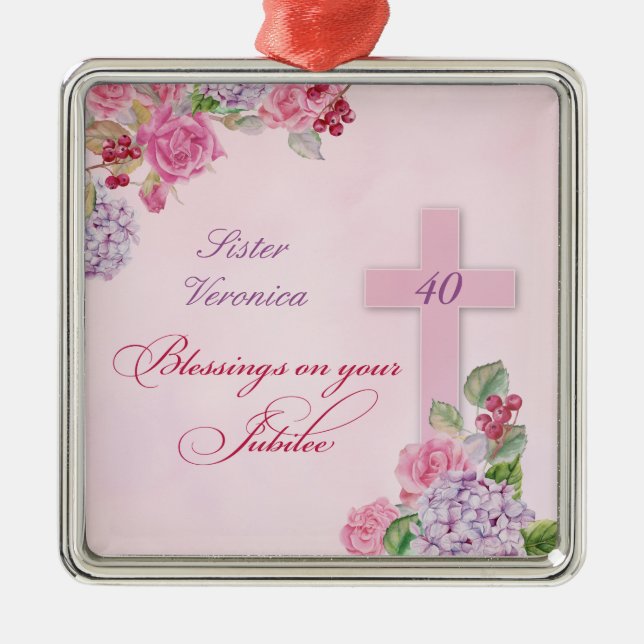 40-årsdagen av Religiösan Life-katolska nun Julgransprydnad Metall (Framsidan)