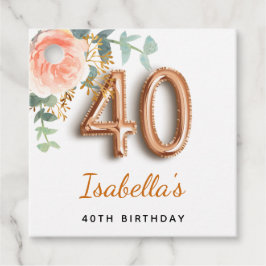 40-årsdagen blommigt ro guld eucalyptus monogram gåvor etiketter