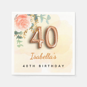 40-årsdagen blommigt ro guld eucalyptus monogram pappersservett