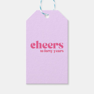 40-årsdagen "Cheers to 40 years" Retro Lila Presentetikett