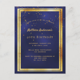 40-årsdagen för den blanka inbjudan till party blå