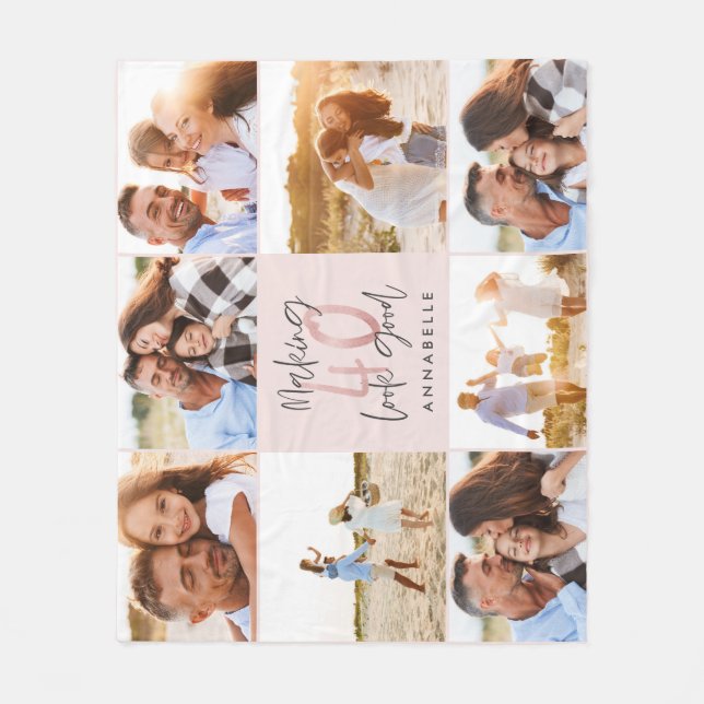 40-årsdagen för fotosamlingar av rosa glitter gigl fleecefilt (Framsidan)