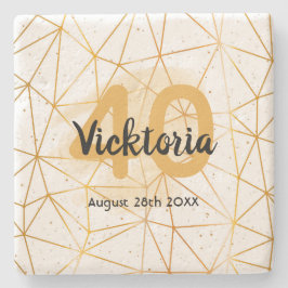 40-årsdagen för guld geometriska vita namn stenunderlägg
