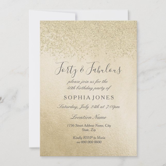 40-årsdagen för Guld Glitter och 40-årsdagen av de Inbjudningar (Framsida)