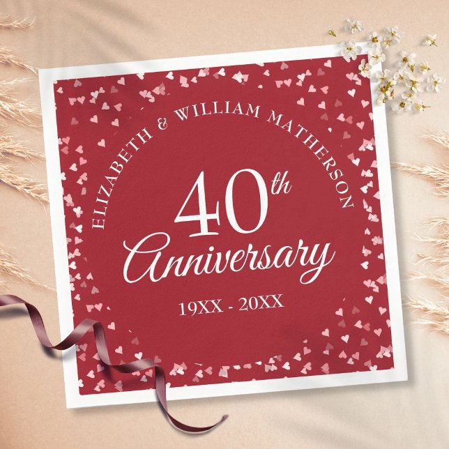 40-årsdagen för Kärlek Hearts Confetti Pappersservett (Skapare uppladdad)