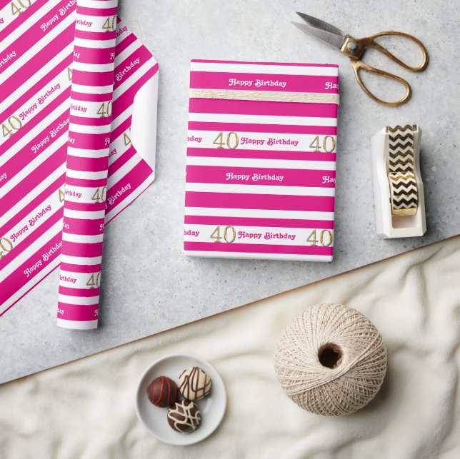 40-årsdagen för rosa guld-kvinnor presentpapper (Hantverk)