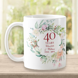 40-årsdagen för Ruby Bröllop Land Blommigt Kaffemugg