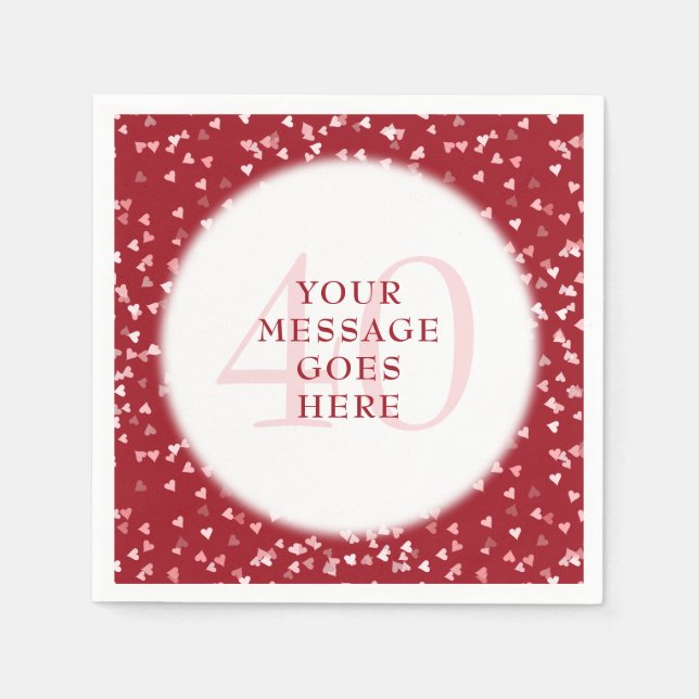 40-årsdagen för Ruby Kärlek Hearts Confetti Pappersservett (Framsidan)