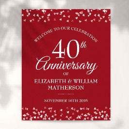 40-årsdagen för Ruby Kärlek Hearts välkomstskylt Poster