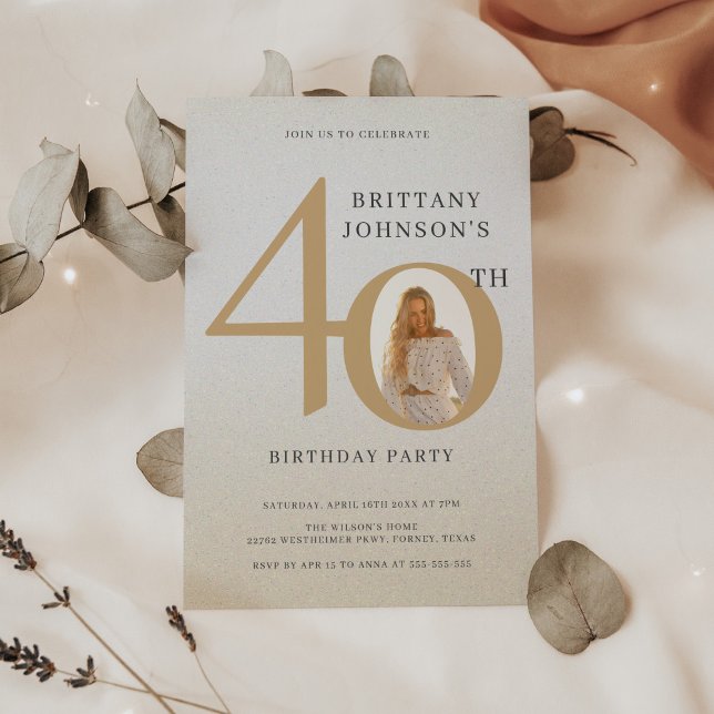 40-årsdagen Fotodag Elegant 40-årsdagen Inbjudningar (Skapare uppladdad)