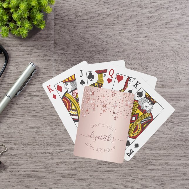 40-årsdagen glam från rosa ro i guld, glam casinokort (Skapare uppladdad)