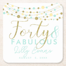 40-årsdagen guld och teal underläggs anpassade