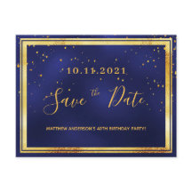 40-årsdagen mörk blått guld spara datumet