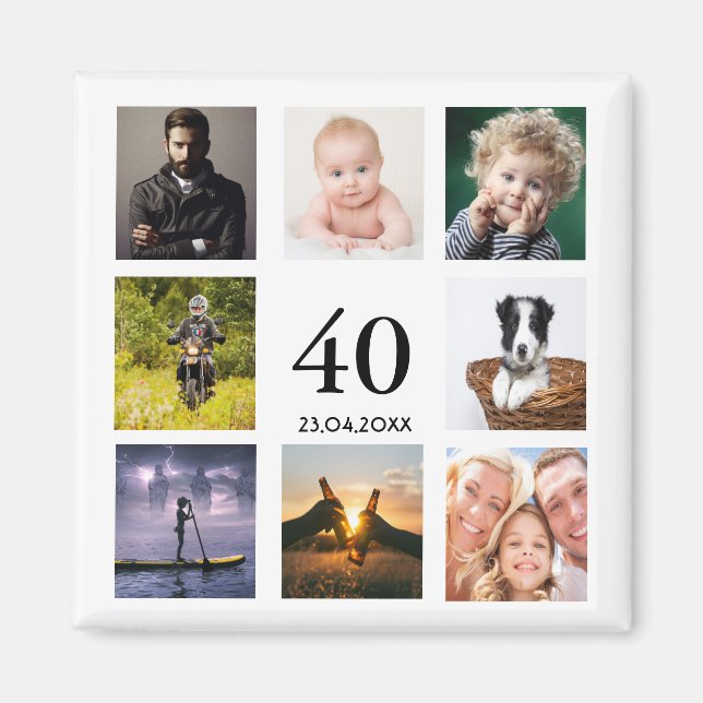 40-årsdagen party fotokollage kille magnet (Framsidan)